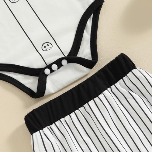 Baby Boy Baseball Outfit - Lightweight Romper Shorts Set for Summer