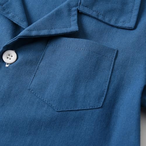 Feidoog Baby Boys Cotton Linen Shorts Set