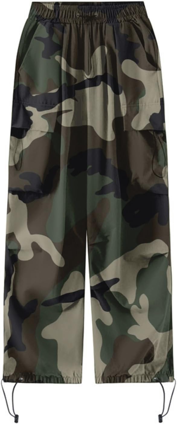 Camouflage High Waist Wide Leg Bike-Ride Summer Choice Womens Cargo Pants