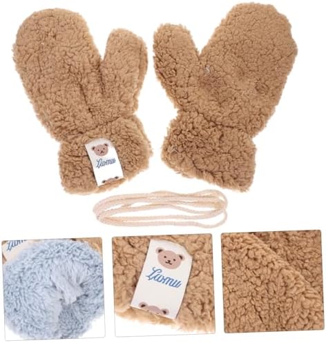 Cute WOFASHPURET Cartoon Winter Plush Mittens for Thickened Thermal Gloves