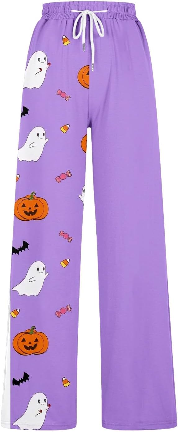 Festive Halloween Wide Leg Joggers for Women