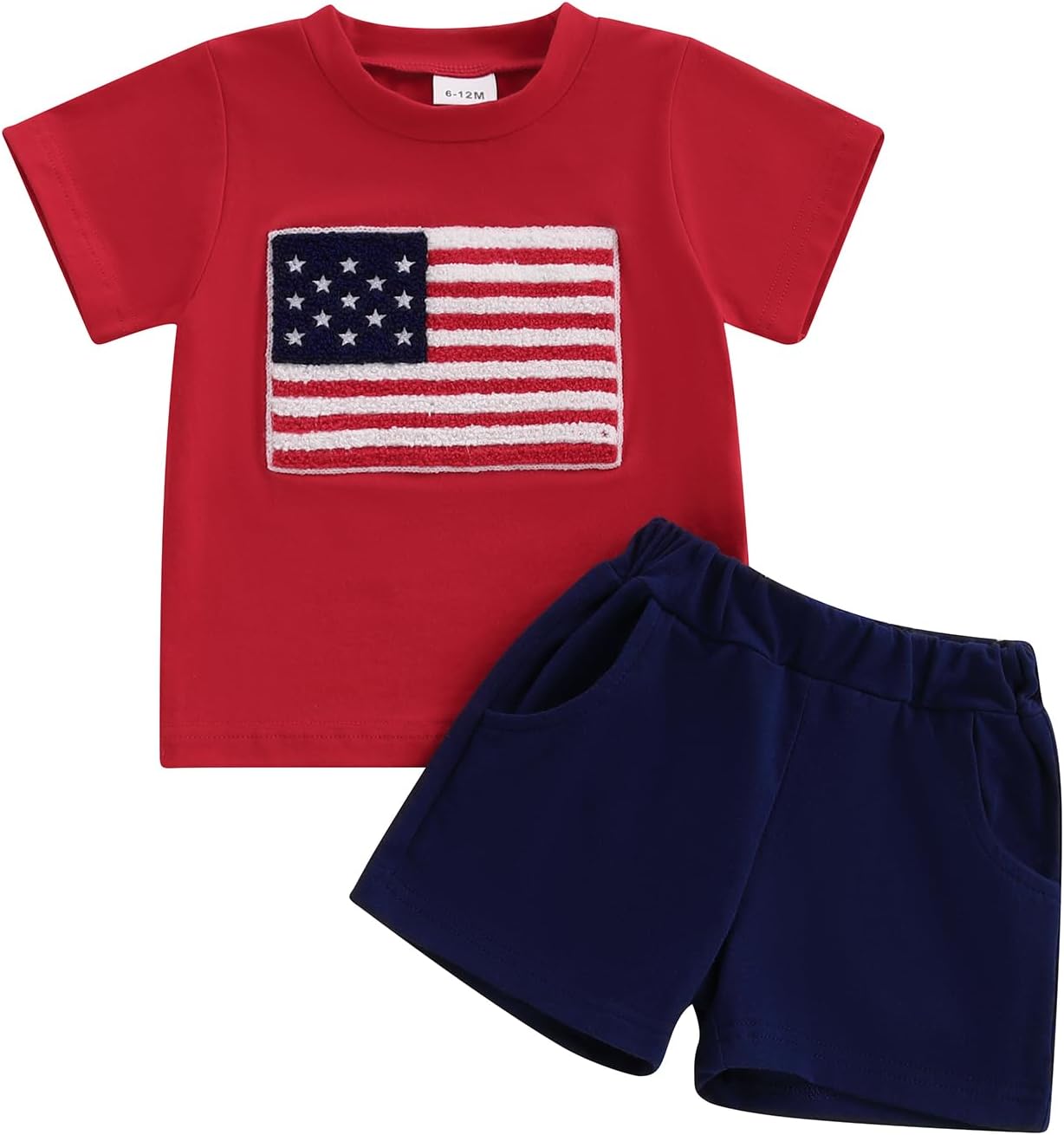 4th of July Toddler Boy Outfit Set American Flag T-Shirt Shorts