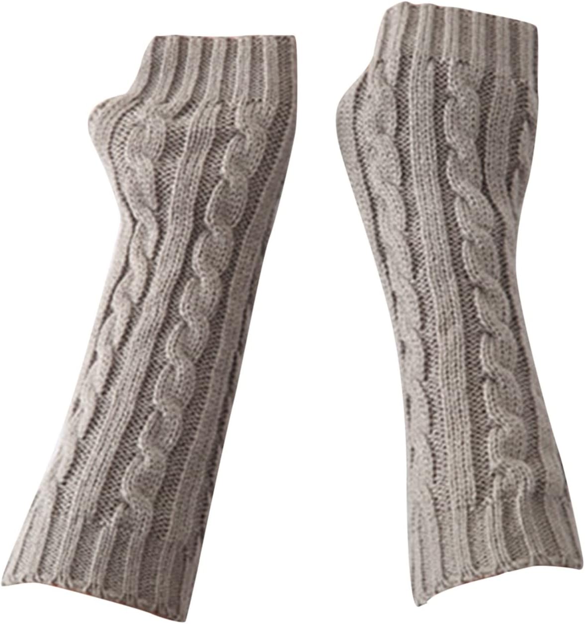 Womens Winter Warm Fingerless Knitted Glove Grey
