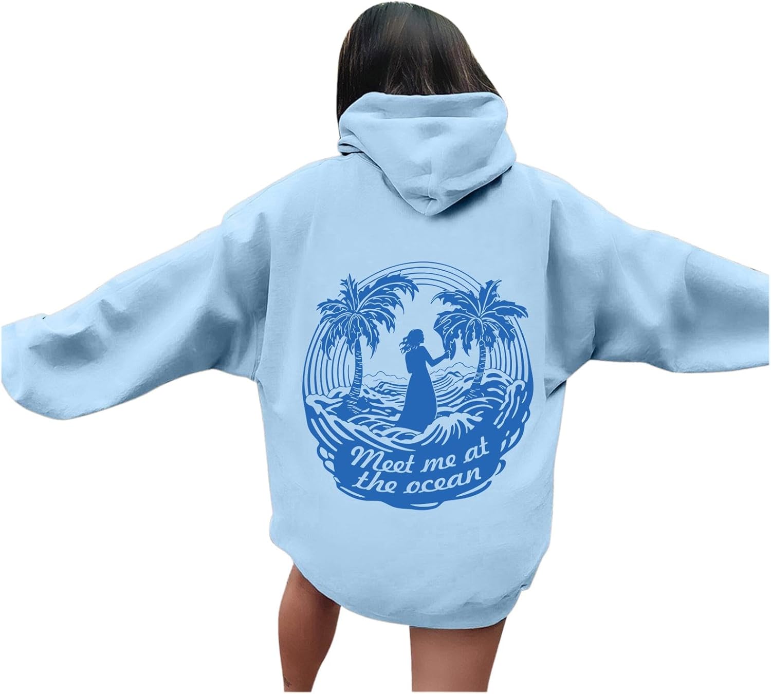 Oversized Pink Puff Hoodie with Drawstring and Graphic Print