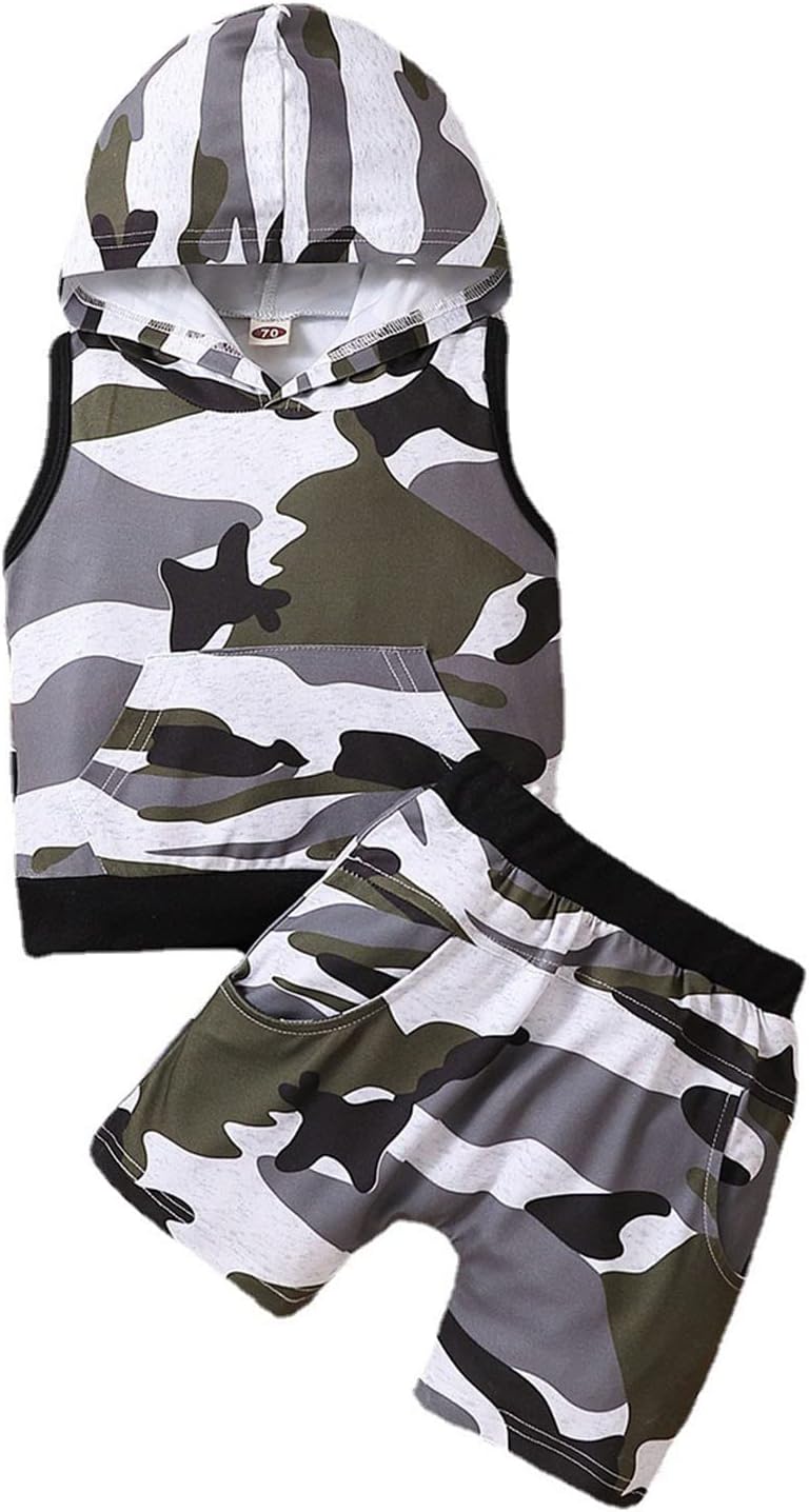 2T Toddler Boys Camouflage Hoodie Shorts Set