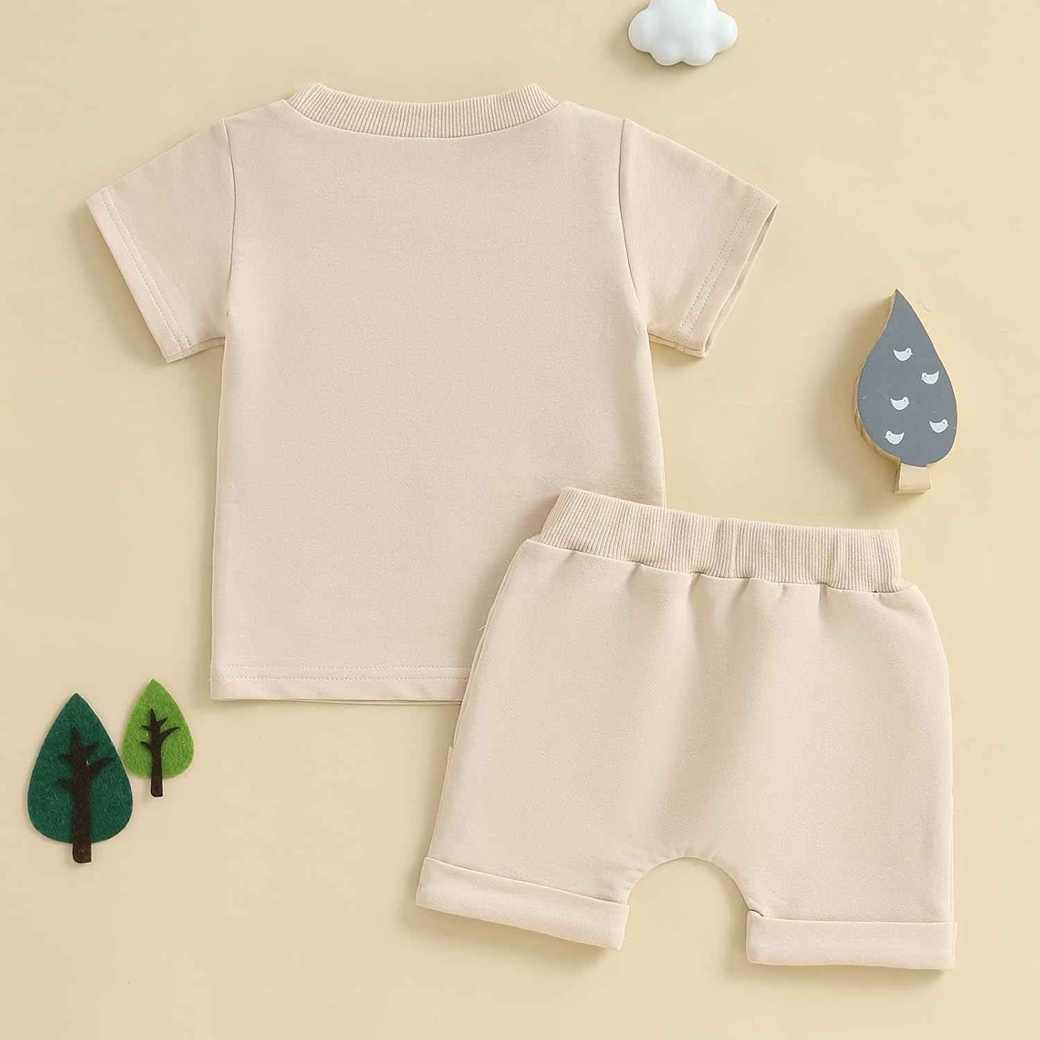 GinEvsal Little Bean Toddler Boy Summer Short Sleeve Outfitted