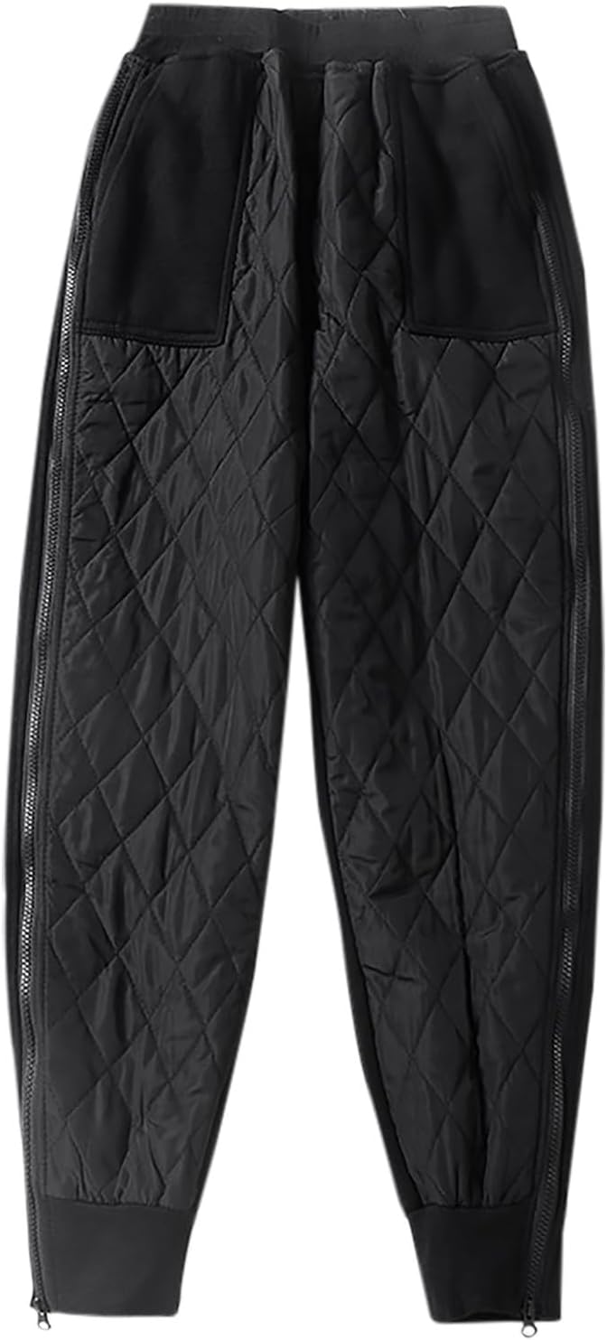 Warm Cozy Quilted Fleece Lined Winter Side Zipper Pant