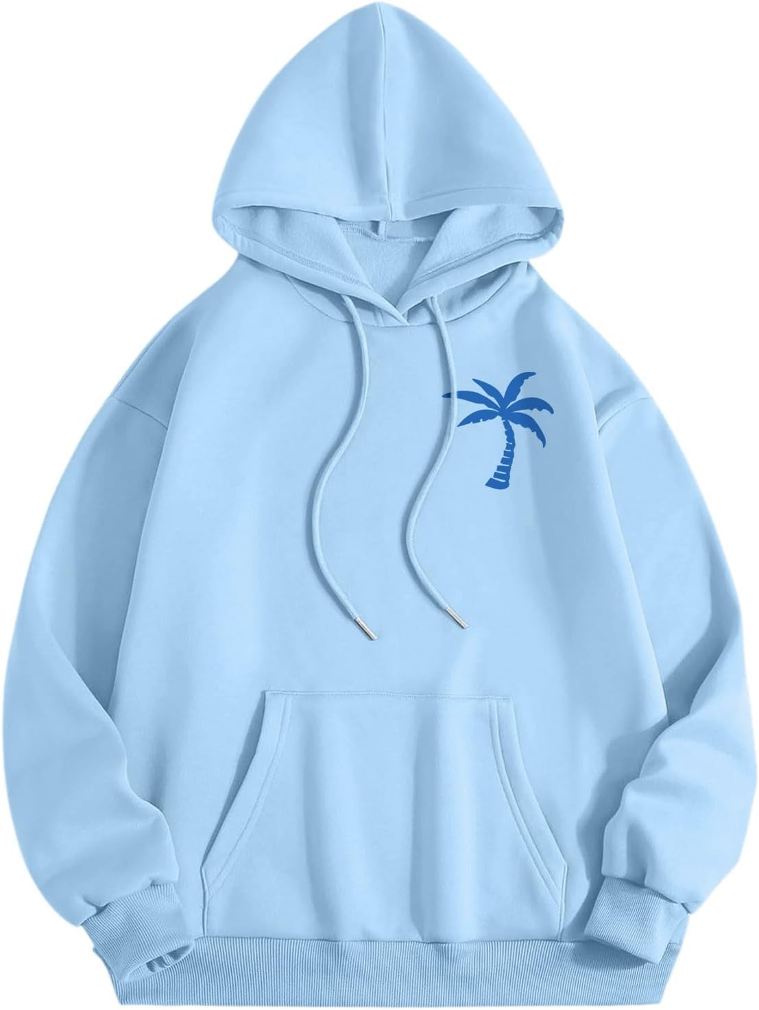 Oversized Pink Puff Hoodie with Drawstring and Graphic Print