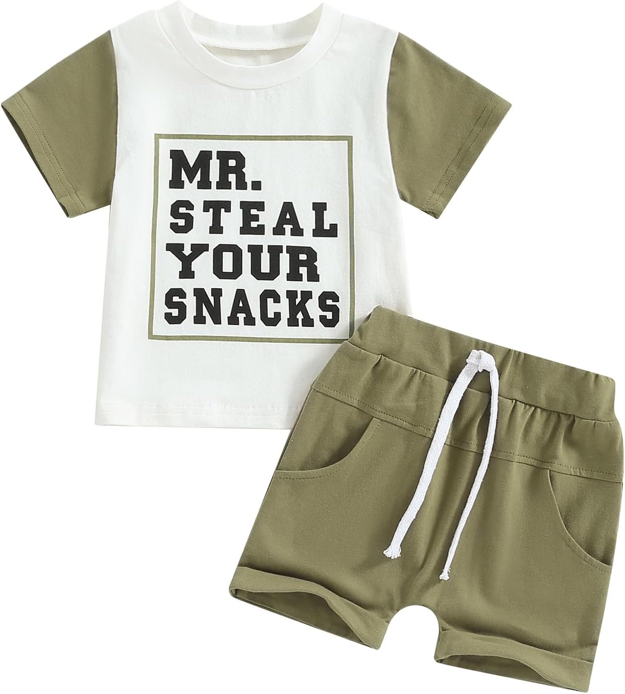 Rtnnsbbfcm Toddler Boy Summer Outfit with Mr Steal Your Snacks
