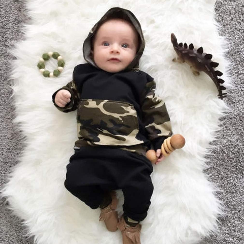 Soft 0-3 Toddler Camouflage Hoodie Set