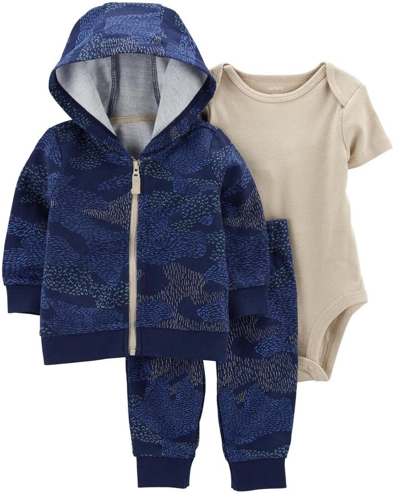 Simply Sweet Camo Navy Beige Carters Baby Boys Cardigan Sets