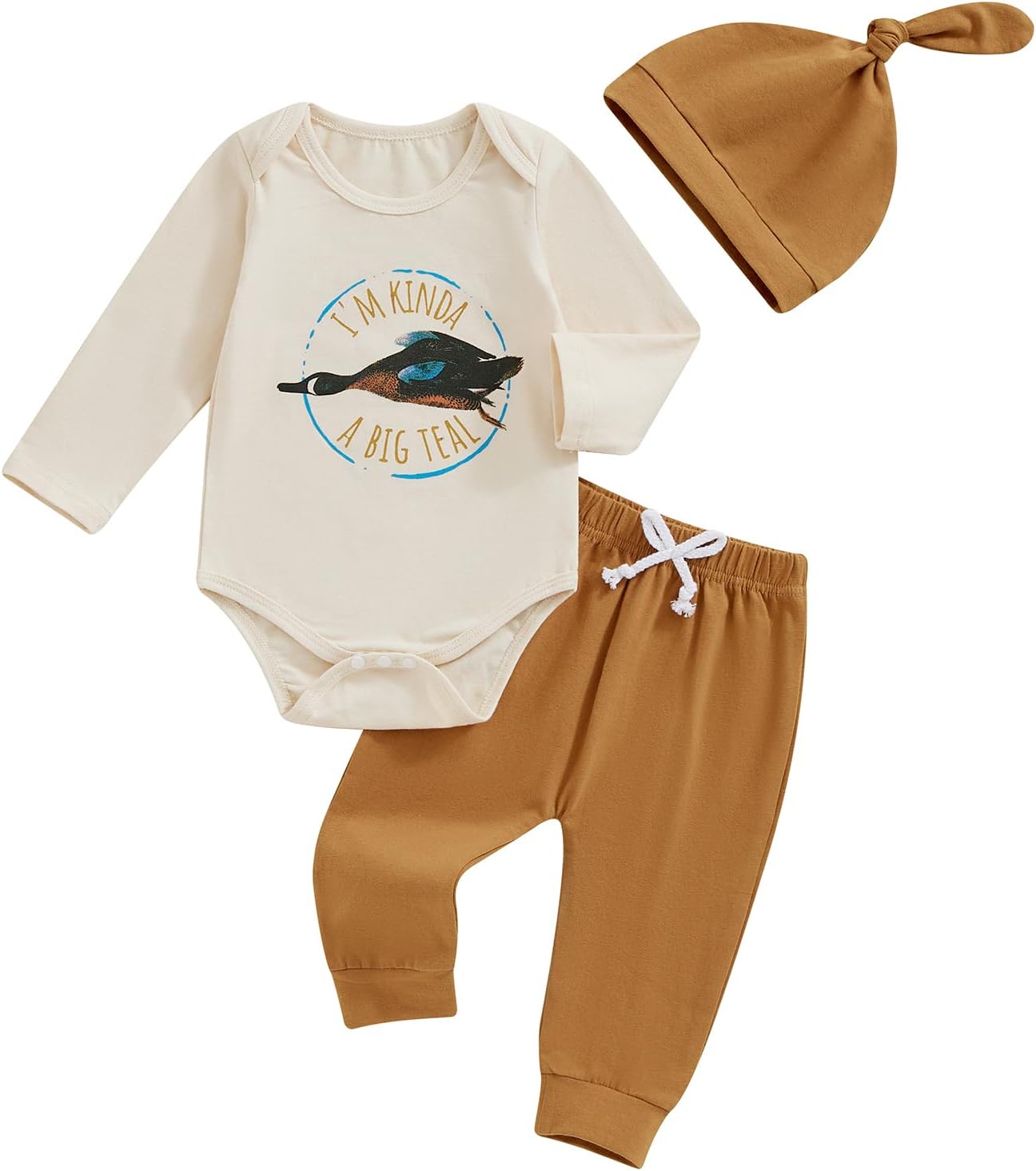 SAYOO - Baby Boys Duck Hunter Clothes Mallard Duck Long Sleeve Romper Set