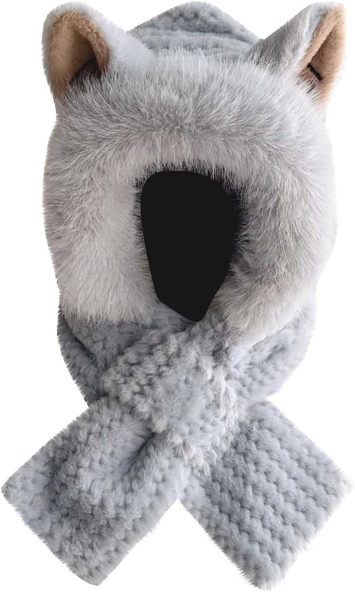 Casual Fox Ears Womens Winter Warm Fluffy Felted Ski Balaclava Hat