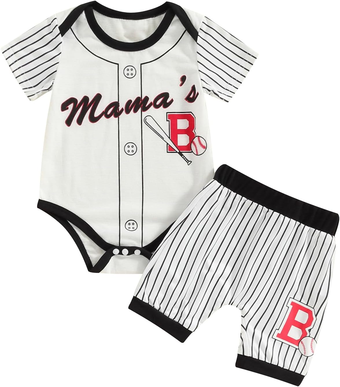 Baby Boy Baseball Outfit - Lightweight Romper Shorts Set for Summer