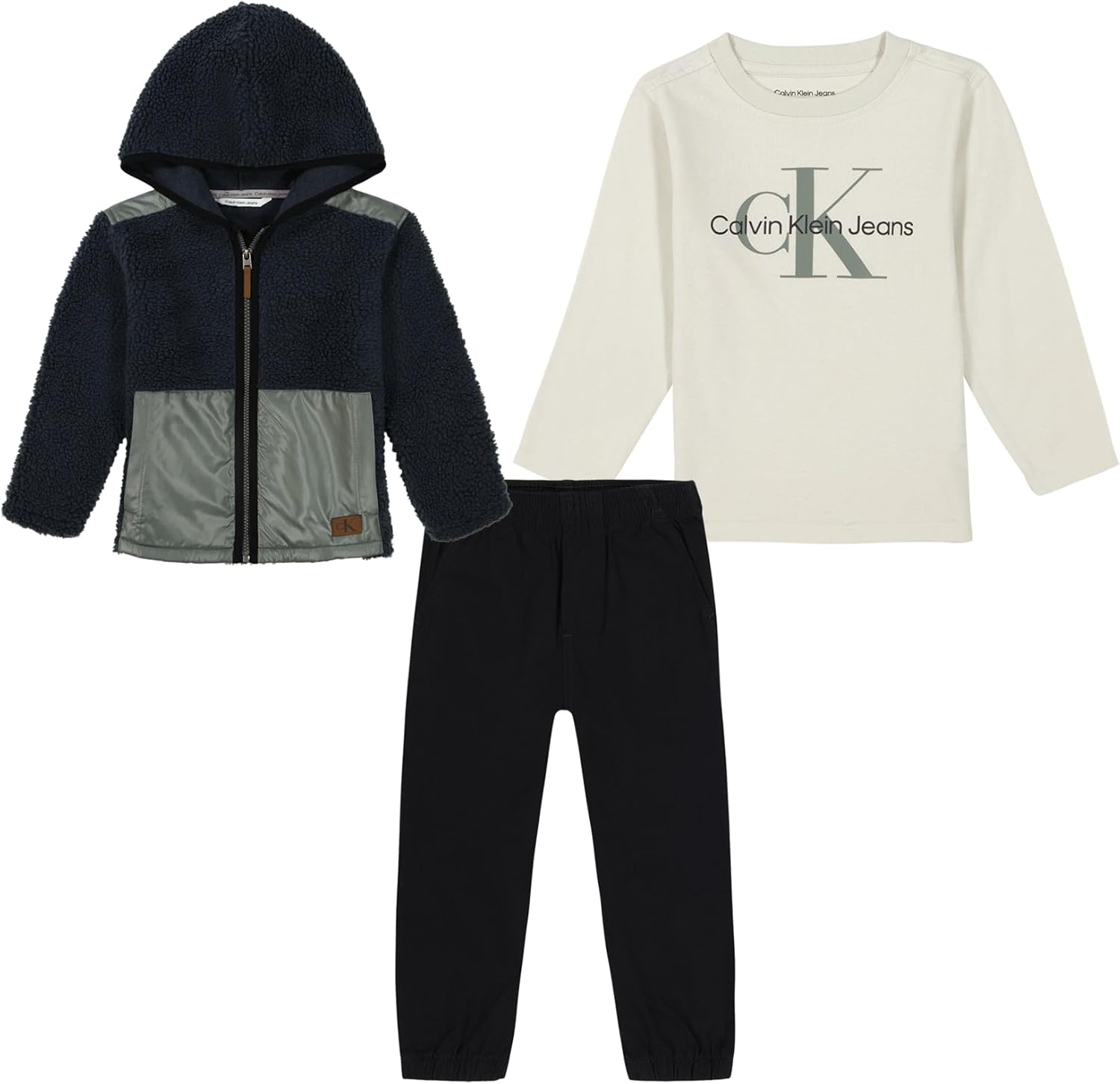 Calvin Klein Baby Boys 3pc Sherpa Shacket Pant Set