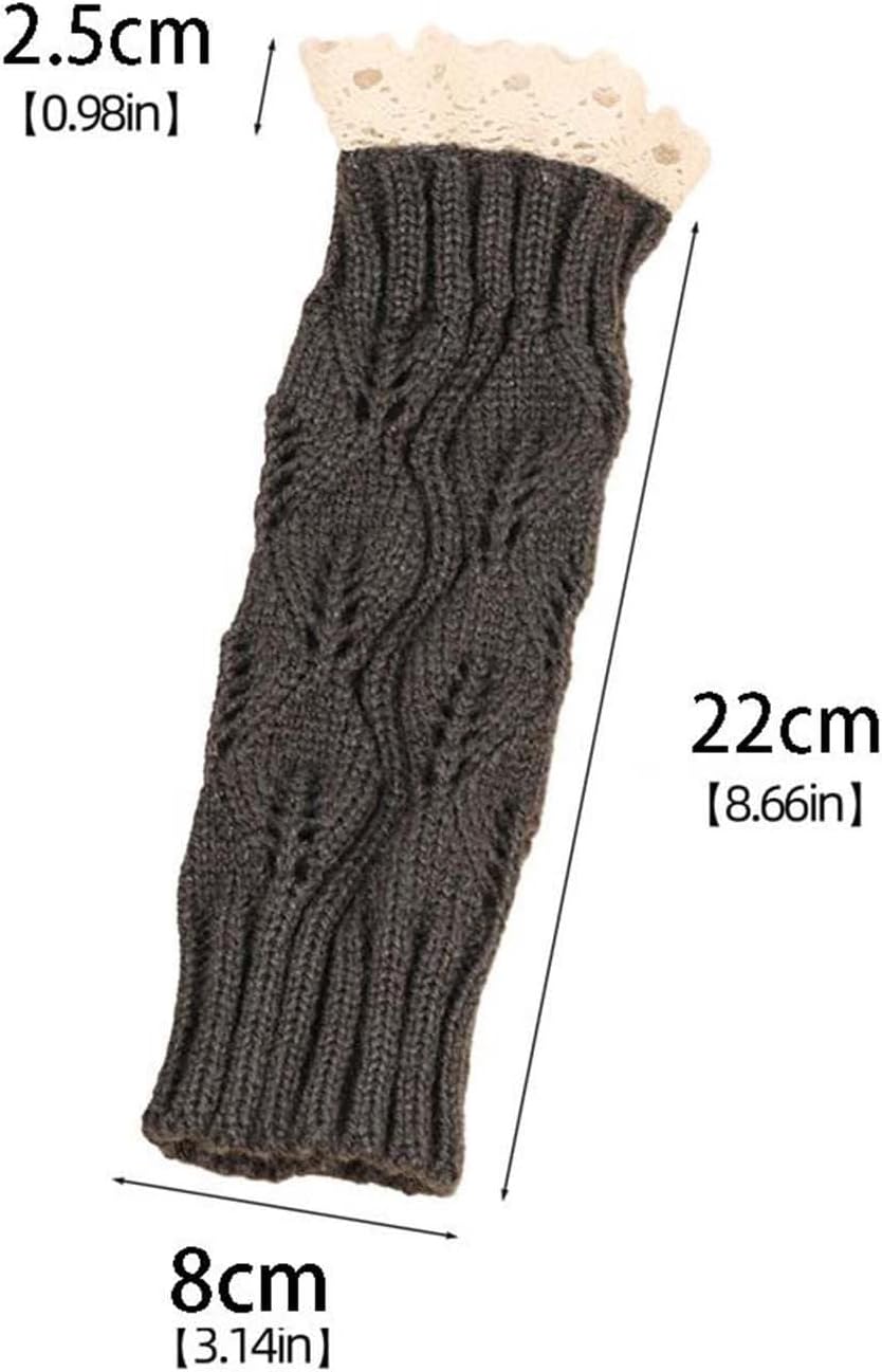 Knit Arm Warmer Womens Gloves - Splicing Lace Design Waterproof Touchscreen Ergonomic Fit