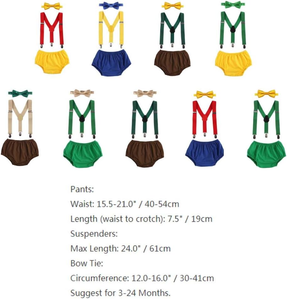 Infant Boy Birthday Cake Smash Set - Y-Back Suspenders and Bow Tie