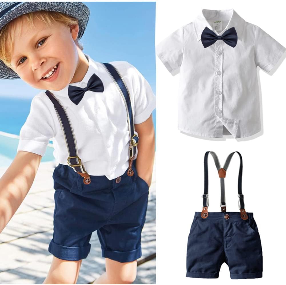 IDOPIP Toddler Boys Formal Tuxedo Suit Set