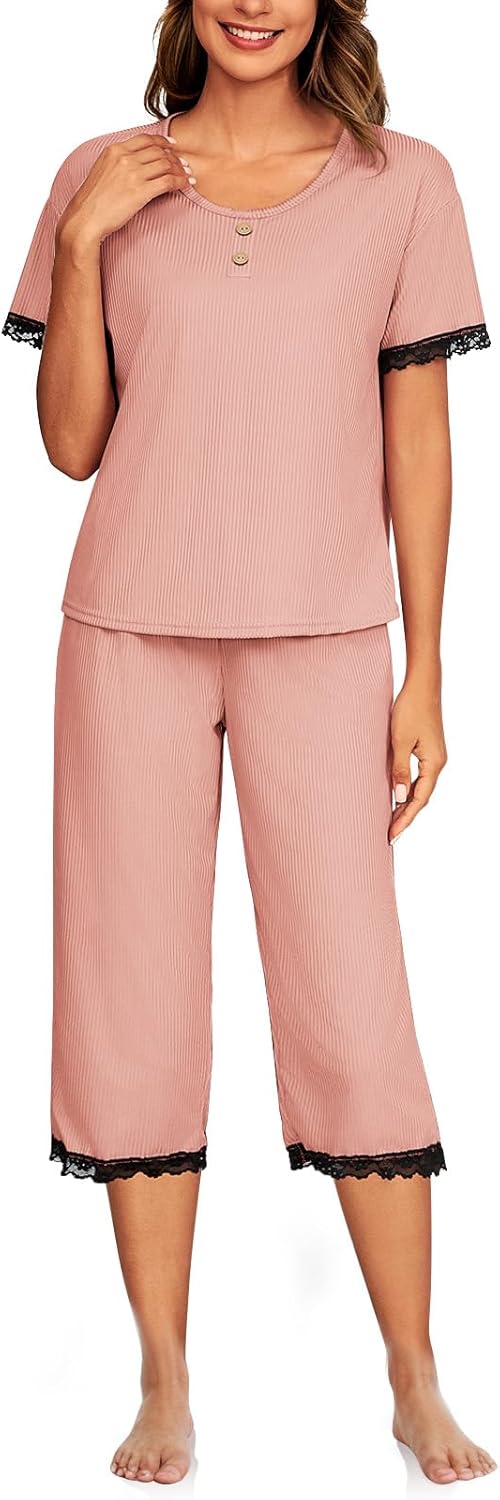 POKWAI Womens Pajama Set Sleepwear Stylish Comfortable Night clothes