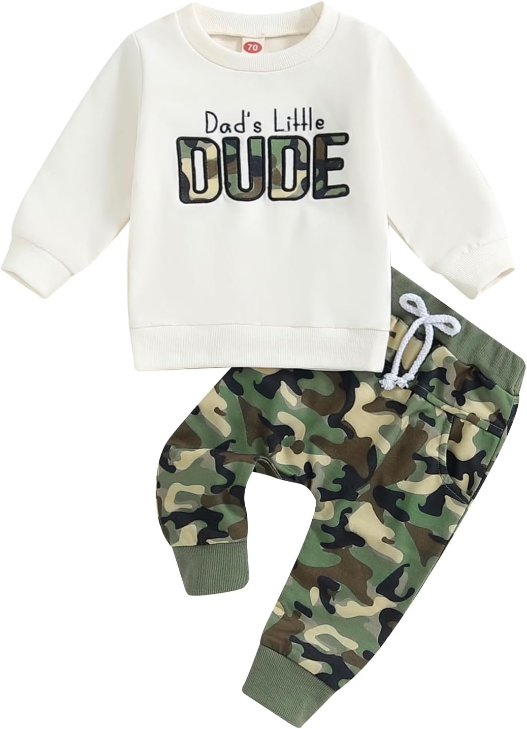 Baby Boys Pants Set Camouflage Sweatshirt with Long Sleeve Embroidery Letters