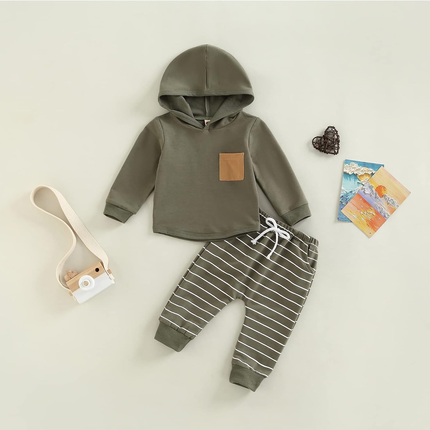 Karesoull toddler boys patchwork sweatshirt Pants Set