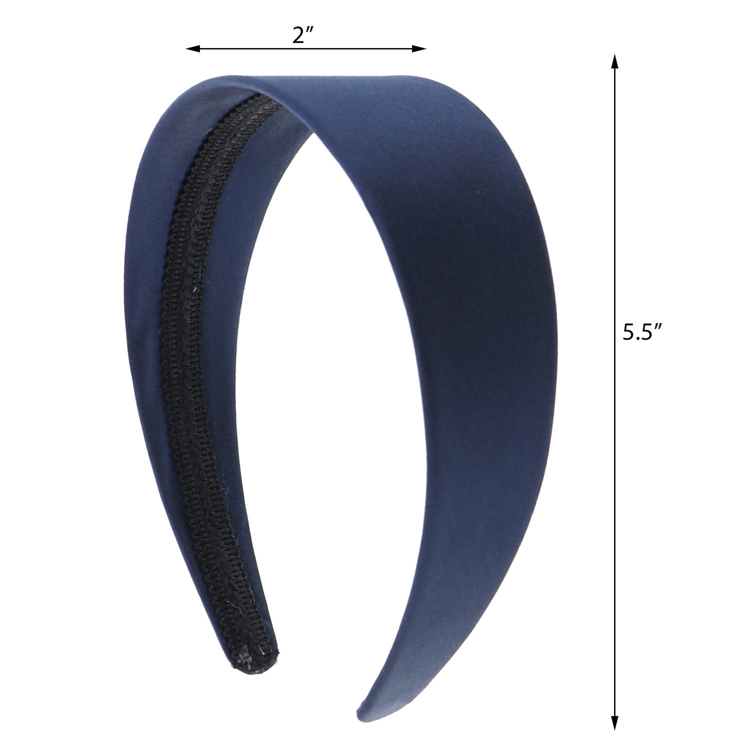 Navy Satin 2-Inch Hard Headband