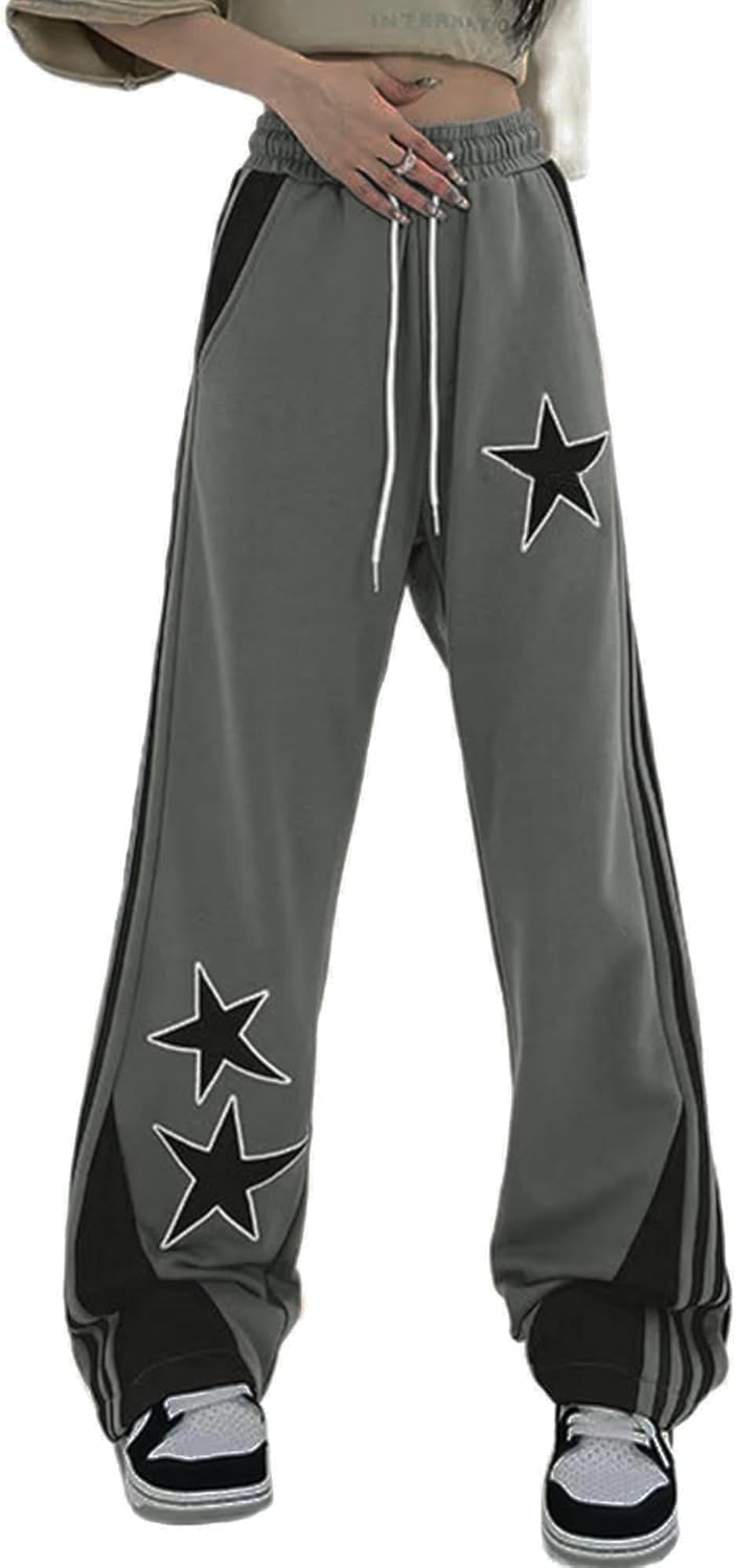ZUNQKG Y2K Star Patchwork sweatpants for women