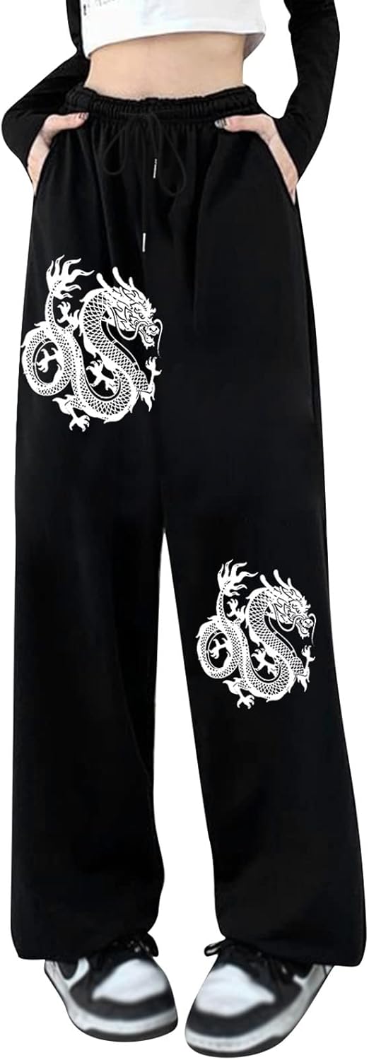 Hasta Dragon Print High Waisted Sweatpants