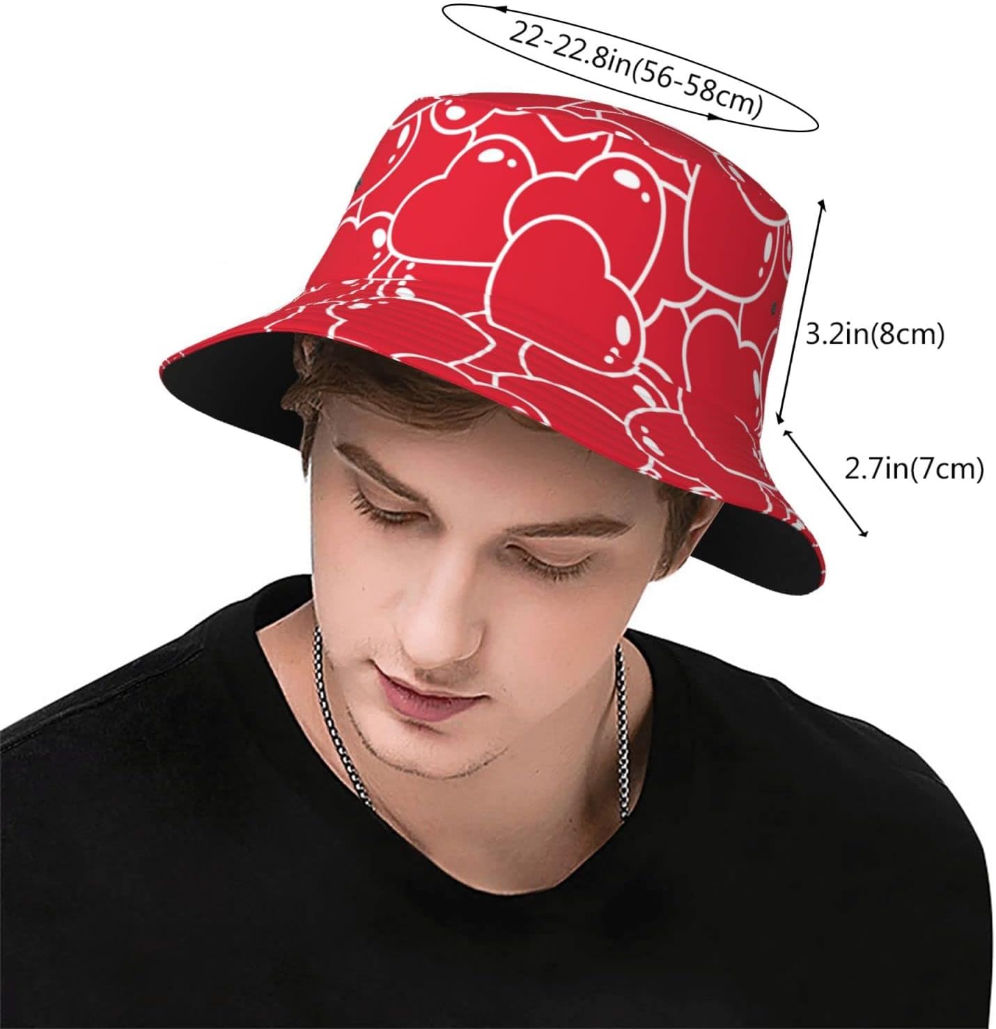 Beoek Heart Bucket Hat UV-protecting Sun Cap for Men Women