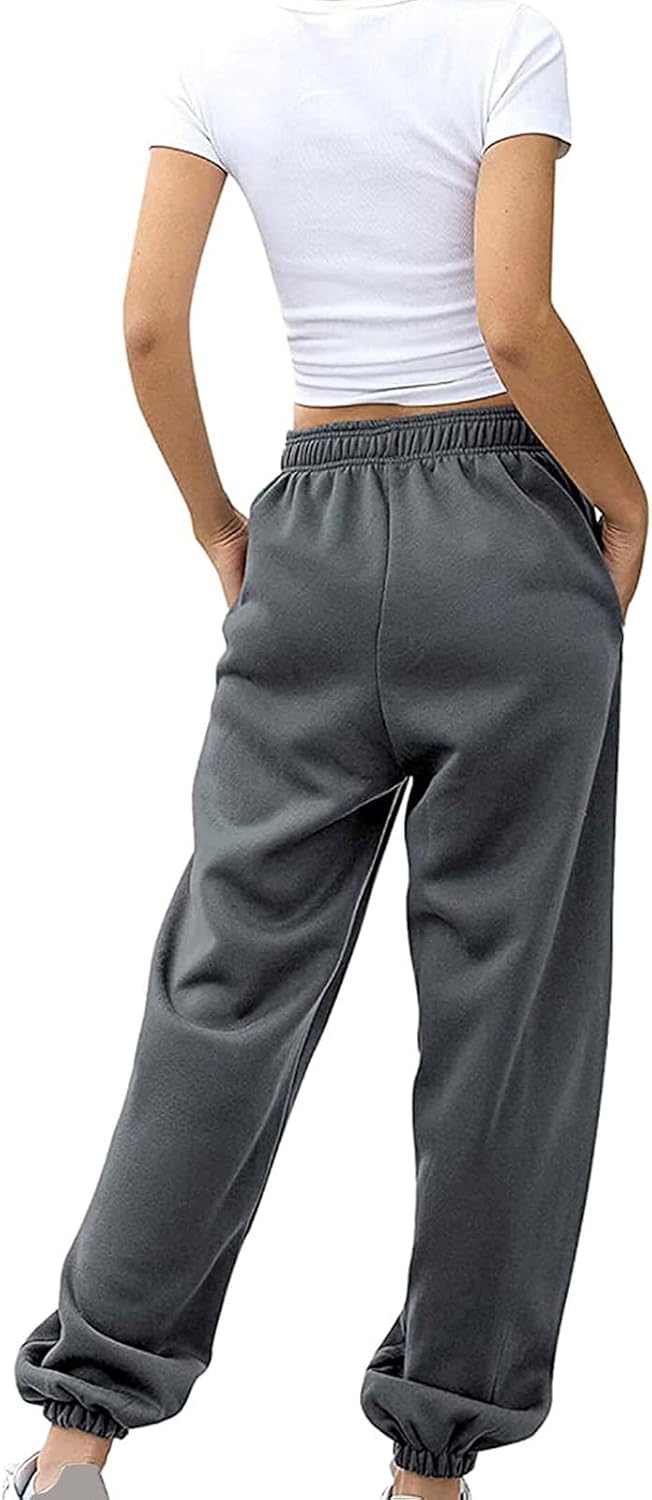High Waisted Womens Cotton Joggers with Pockets
