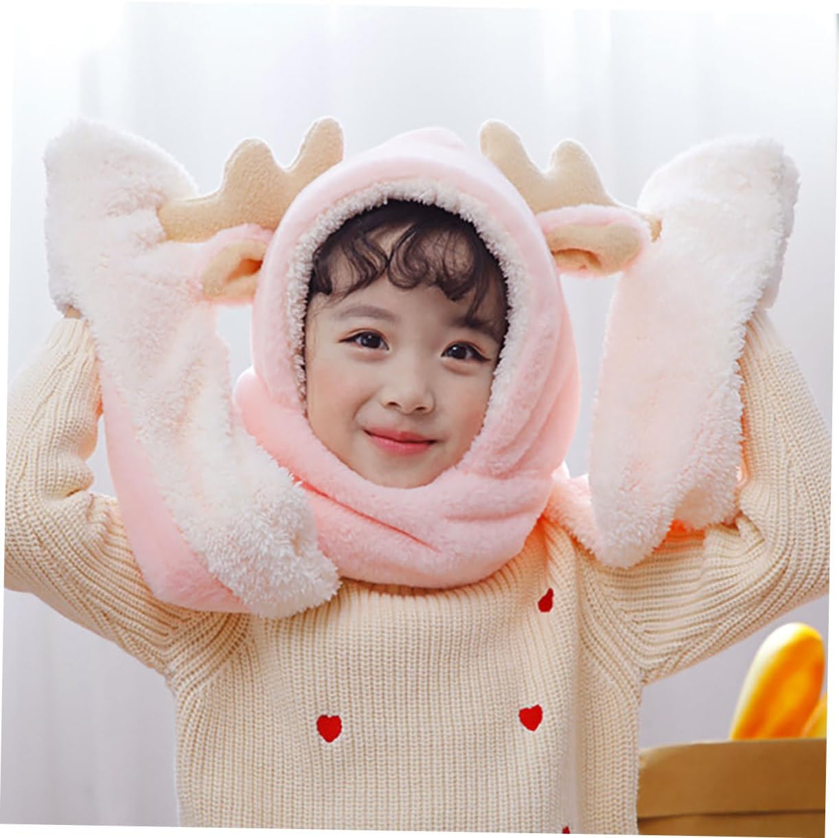 SOIMISS Cute Baby Winter Fennec Ears Scarf Hat Gloves Soft Cotton Warm Reversible