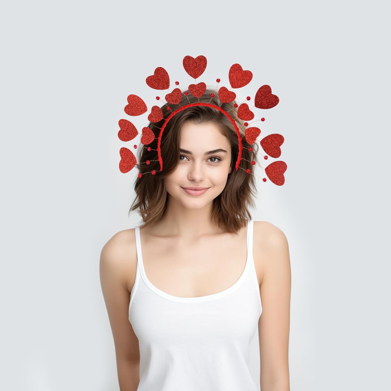 Red Heart Sequin Headband Valentines Day