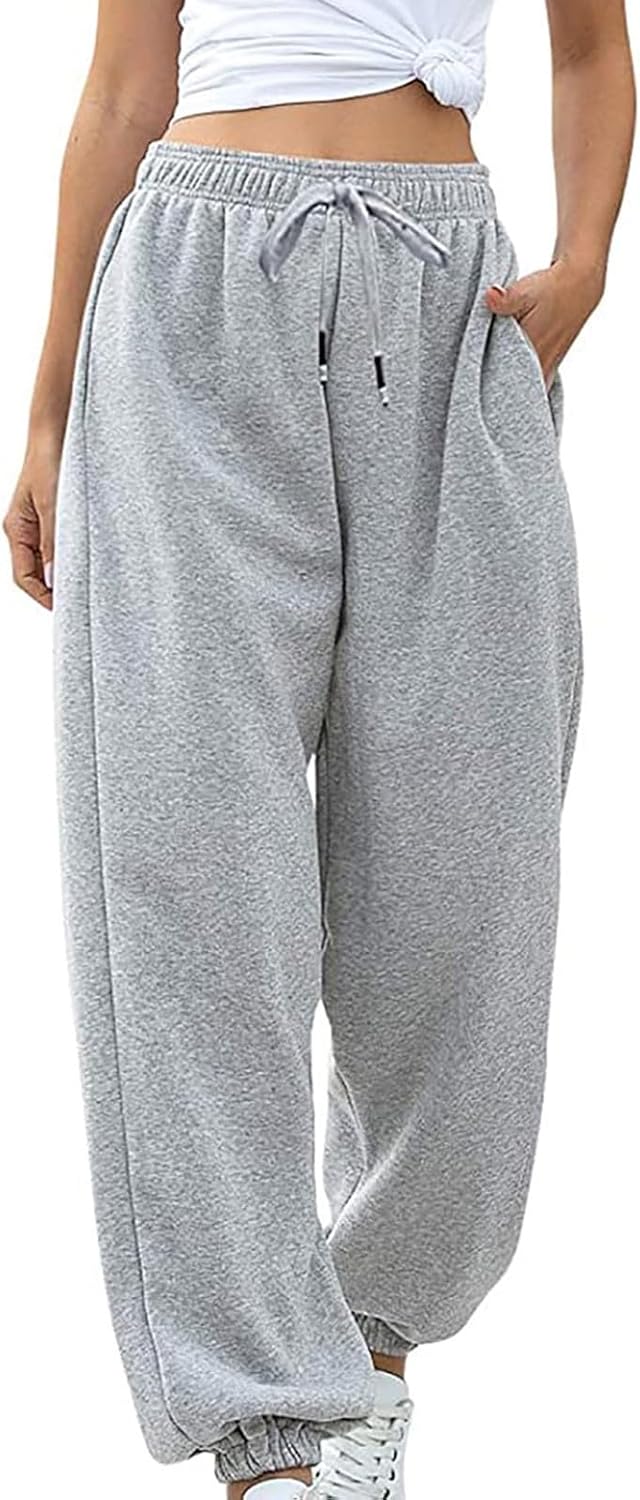 EOPUING 2025 Fashion Womens Baggy High-Waisted Workout Sweatpants
