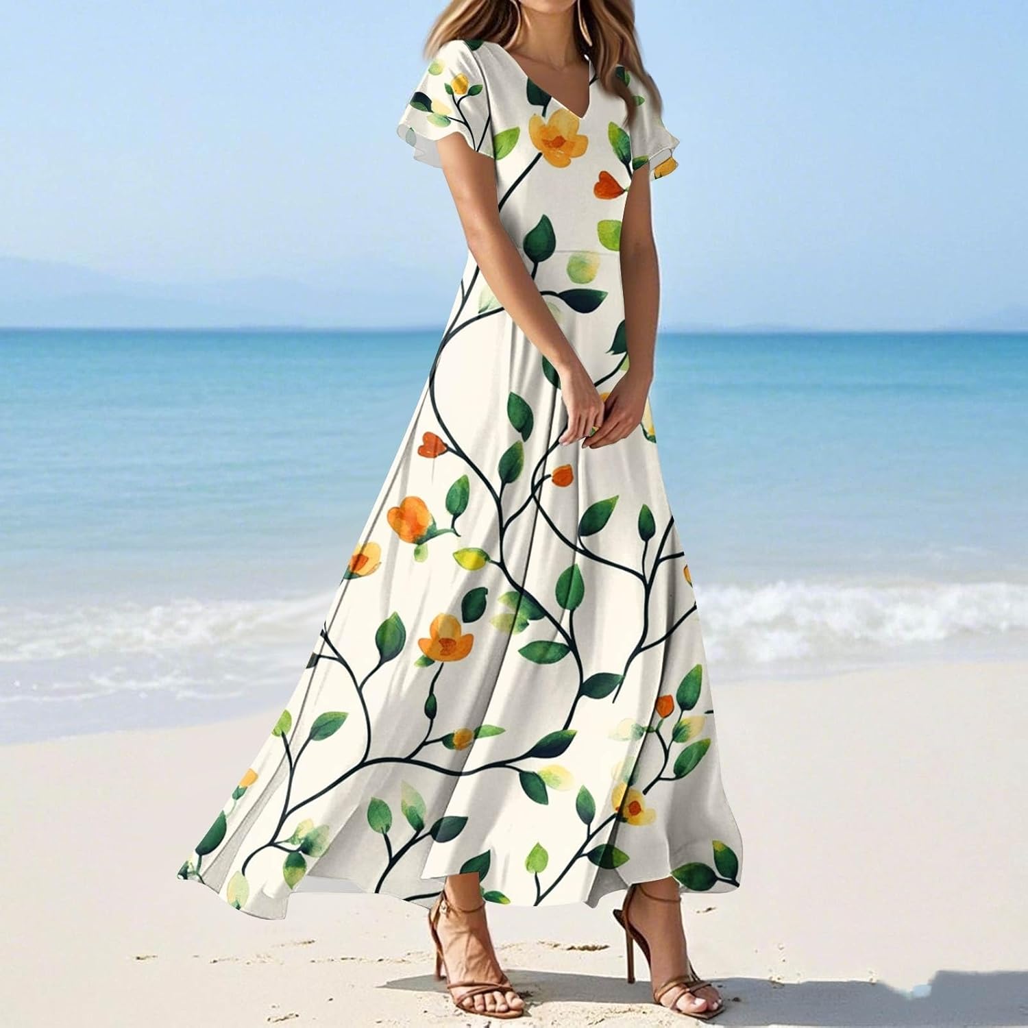 UDDERLINE STYLISH SUMMER PRINT COMFORT BIRTHDAY DRESS WOMEN