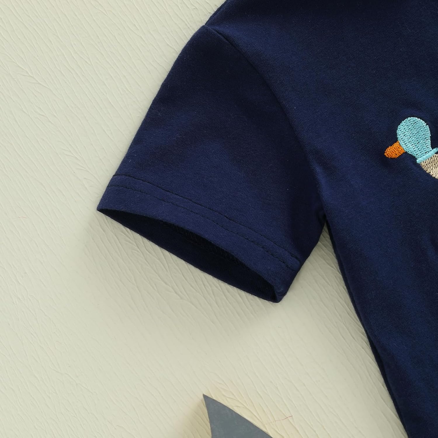 Toddler Baby Boy Summer Plaid Shorts Set with Duck Embroidery
