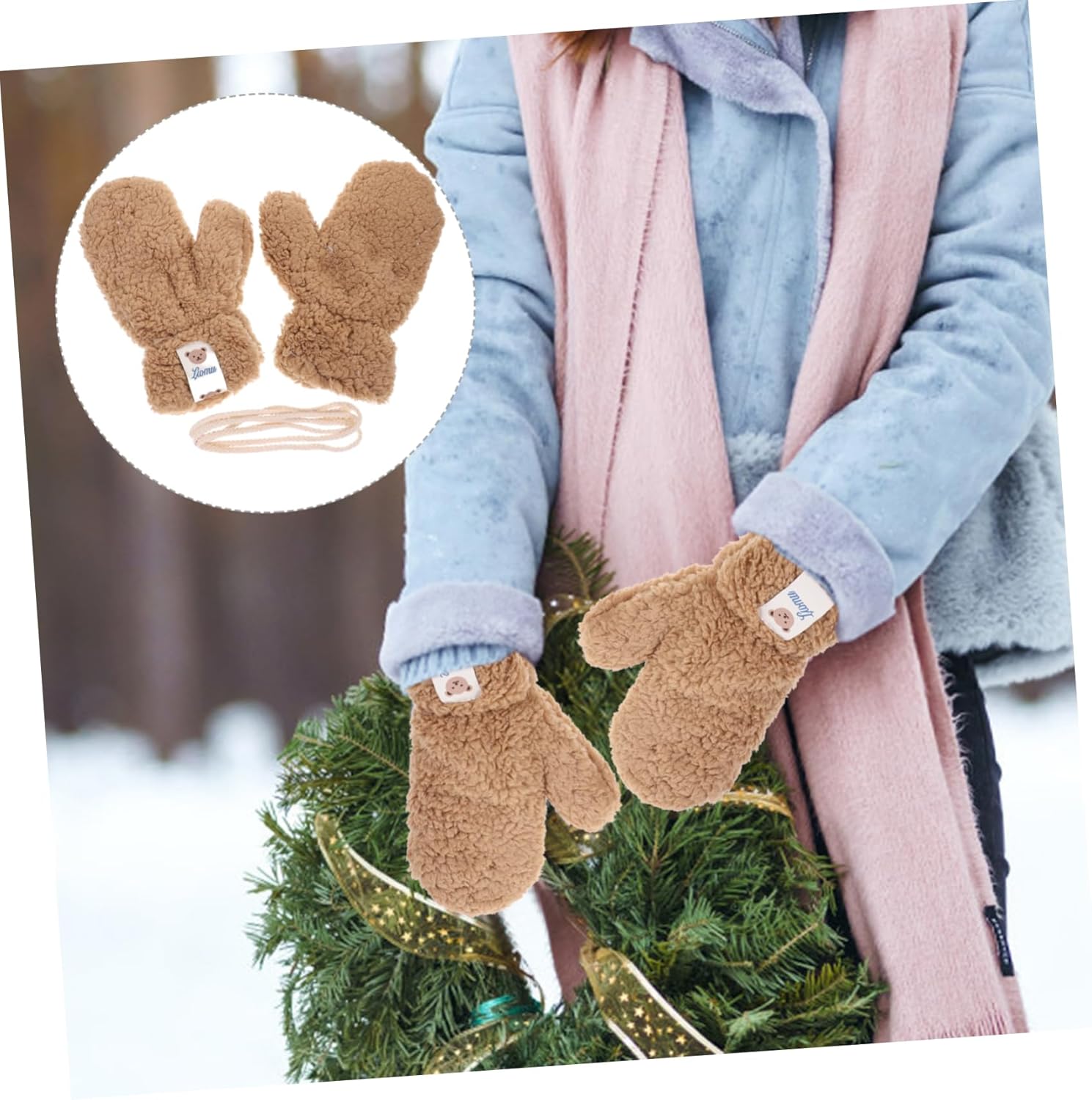 Cartoon Long-Haul Knitted gloves for girls