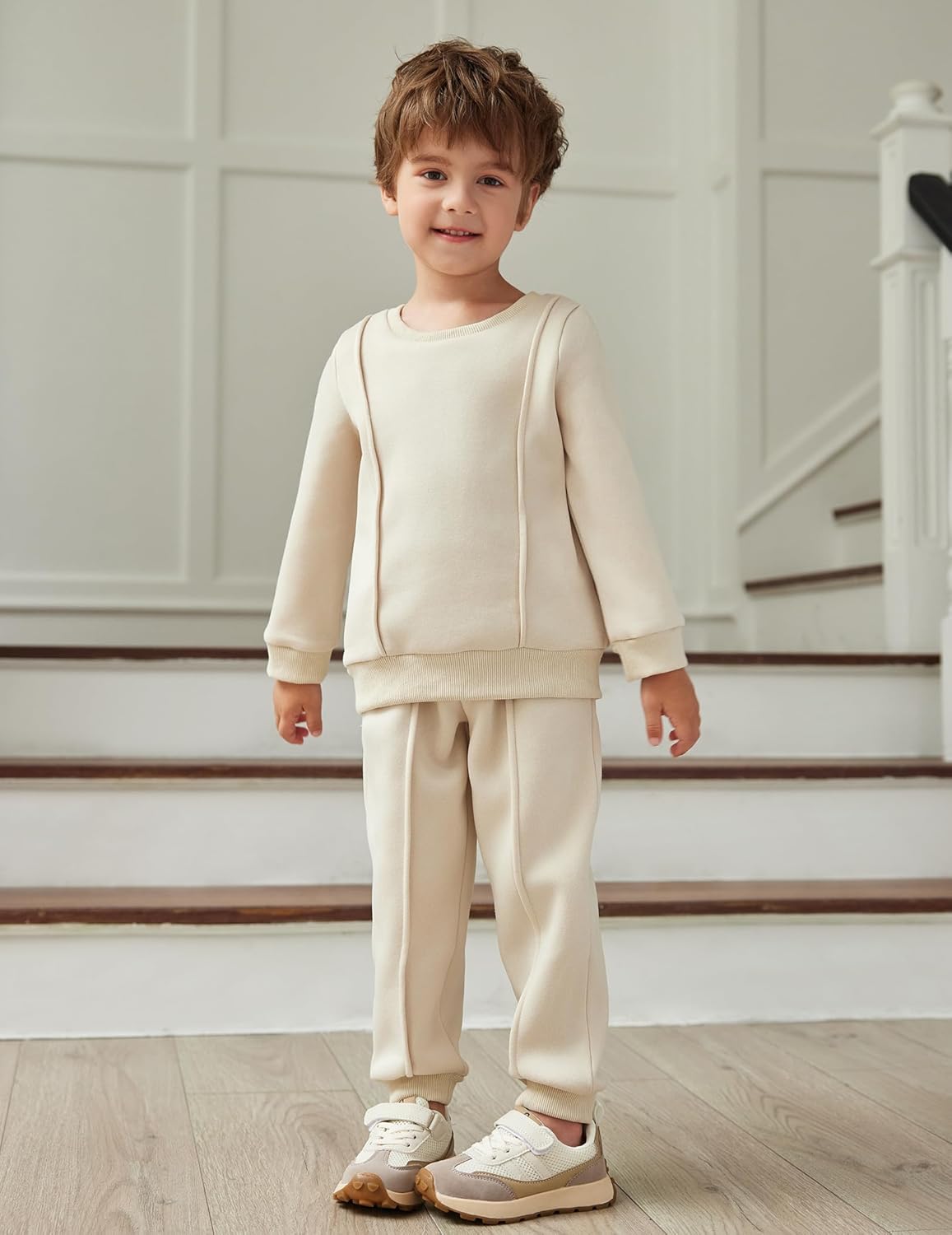 Arshiner Boys Round Neck Long Sleeve Sweatshirt Pants Set - Toddler FallWinter Clothes