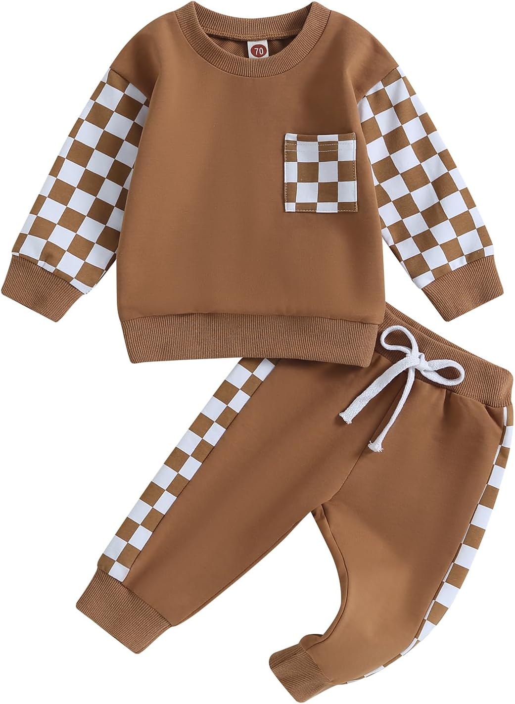 Cutie Toddler Boy Fall Outfit Soft Elastic Crewneck Pants Set