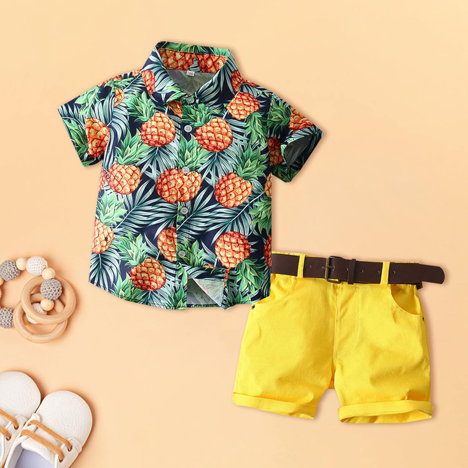 Adorable Summer Comfort Set for Babies Pineapple Flowers Design