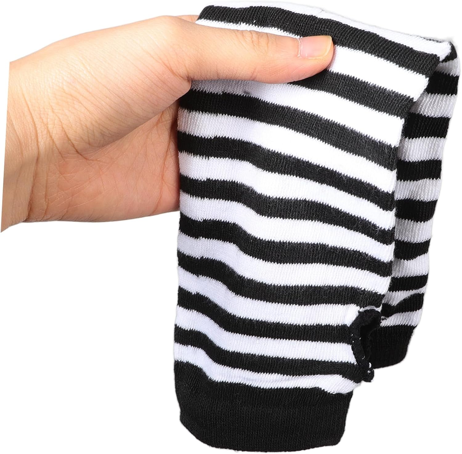 Winter Long Fingerless Gloves for Women with Stripe Design