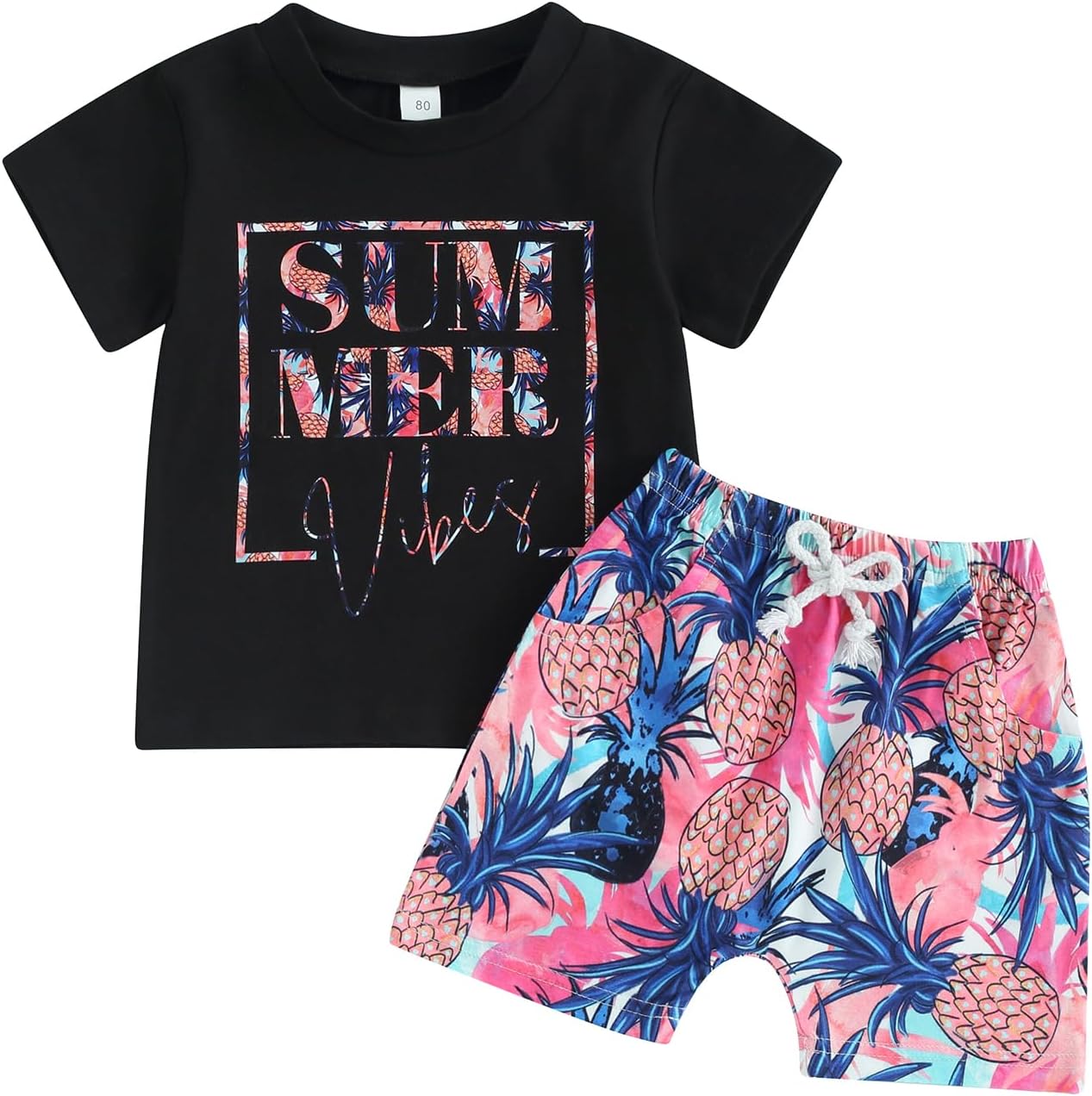 Perfect Summer Toddler Boys Pineapple Top Shorts for Kids
