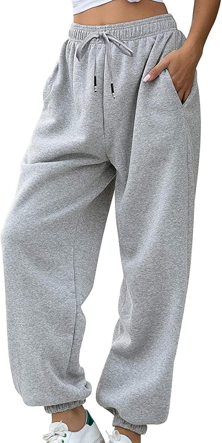 EOPUING 2025 Fashion Womens Baggy High-Waisted Workout Sweatpants