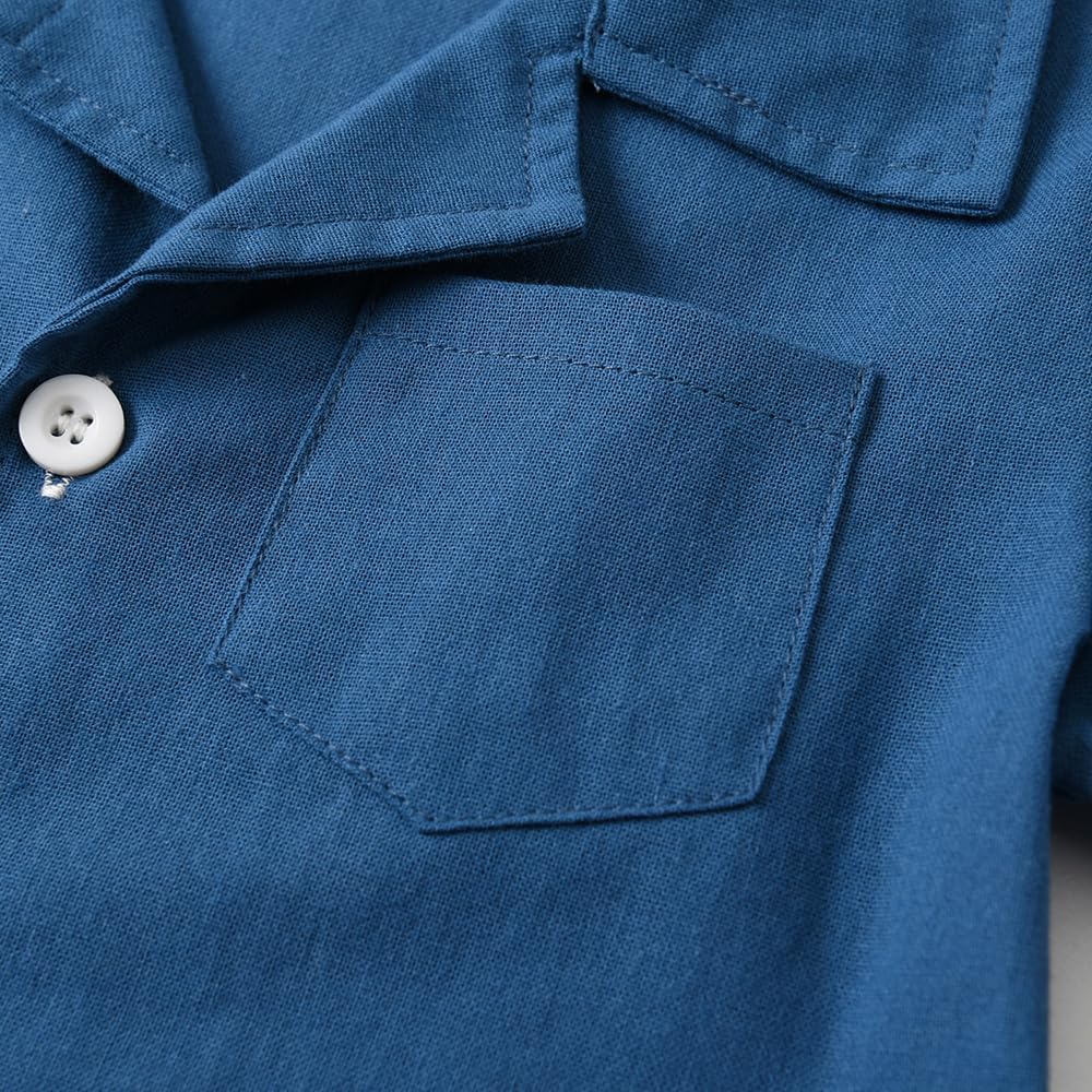 Feidoog Baby Boys Cotton Linen Shorts Set