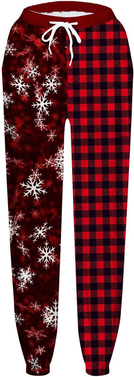 sdbrld Christmas Print High Waist Faux Leather Womens sweatpants