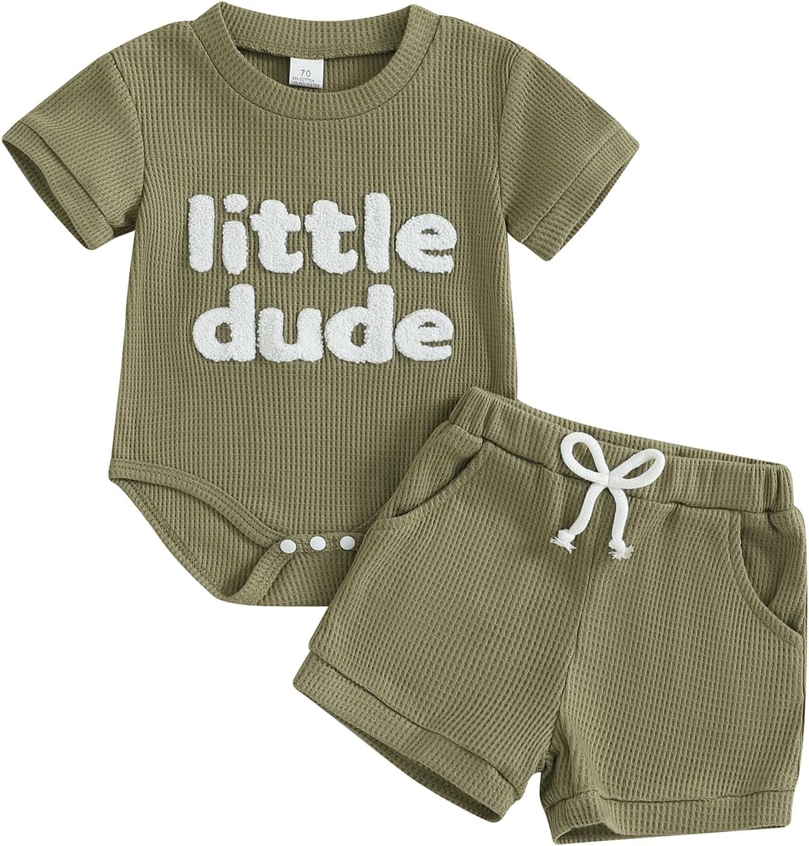 MERSARIPHY Newborn Boy Summer Waffle Knit Romper Set