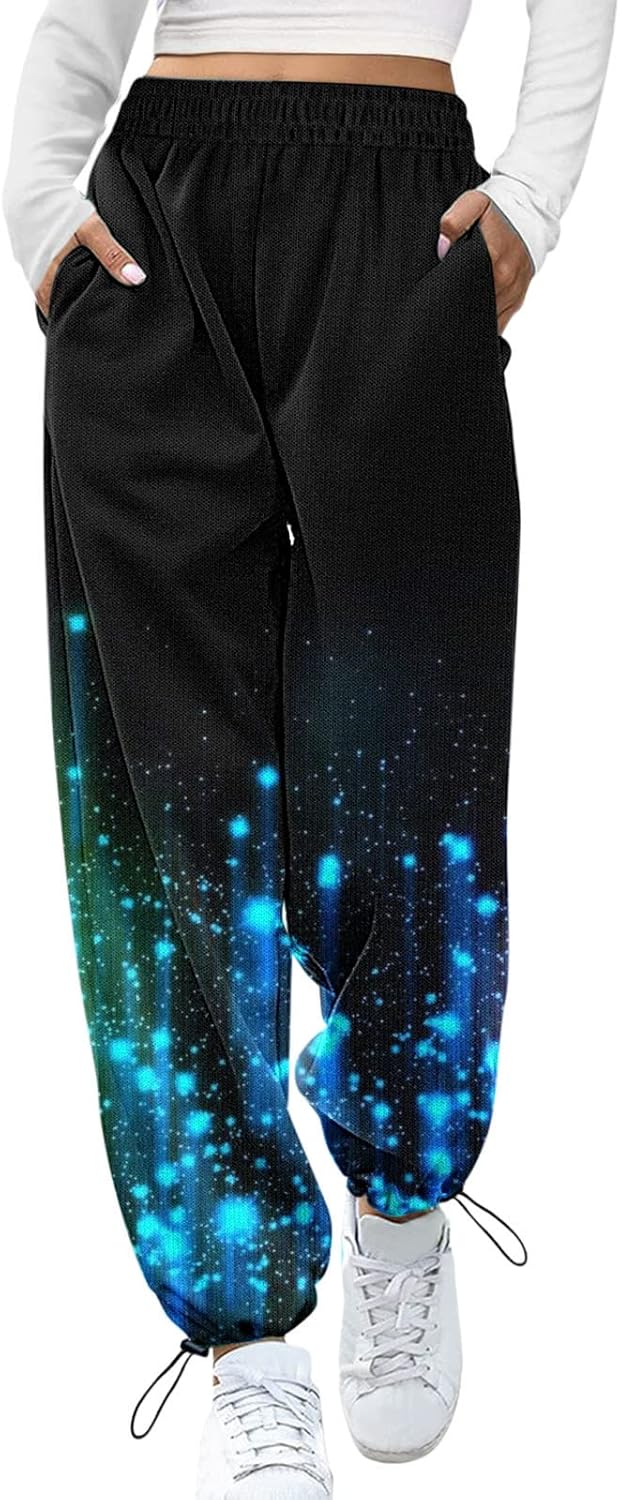 UNIKsnap Womens Unisex Baggy High Waist Sweatpants for Fall-Winter