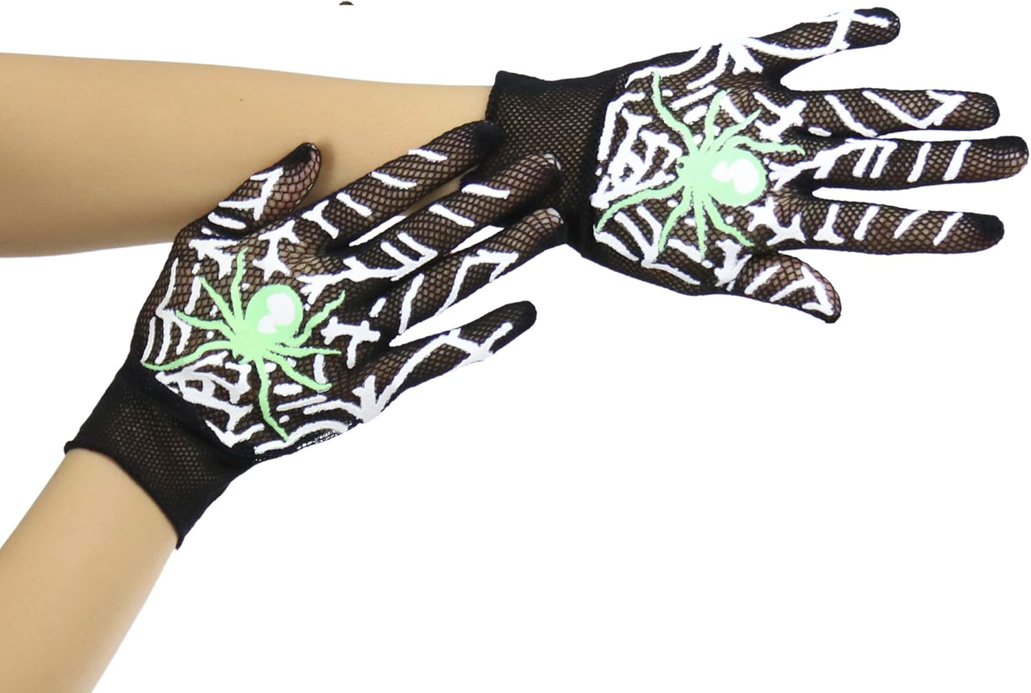 ToBeInStyle Halloween Skeleton Fishnet Gloves Spooky Comfortable
