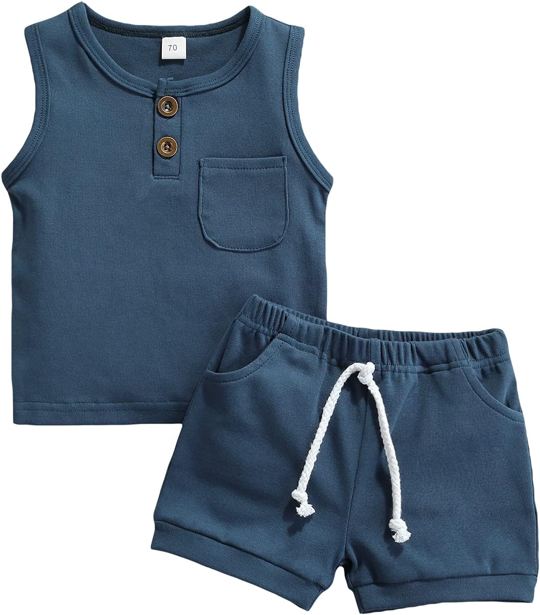 Summer Casual Set for Toddler Boys Cute Stripe Tank Shorts