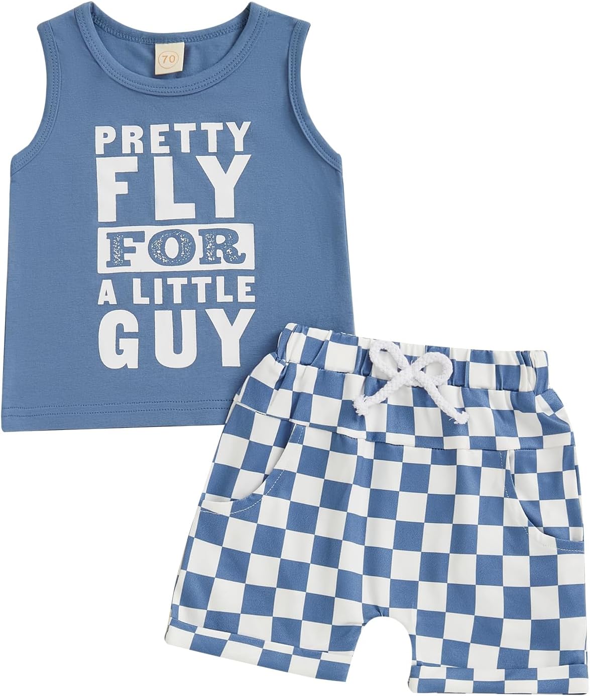 Toddler Boy Summer 2Pcs Checkered Outfit