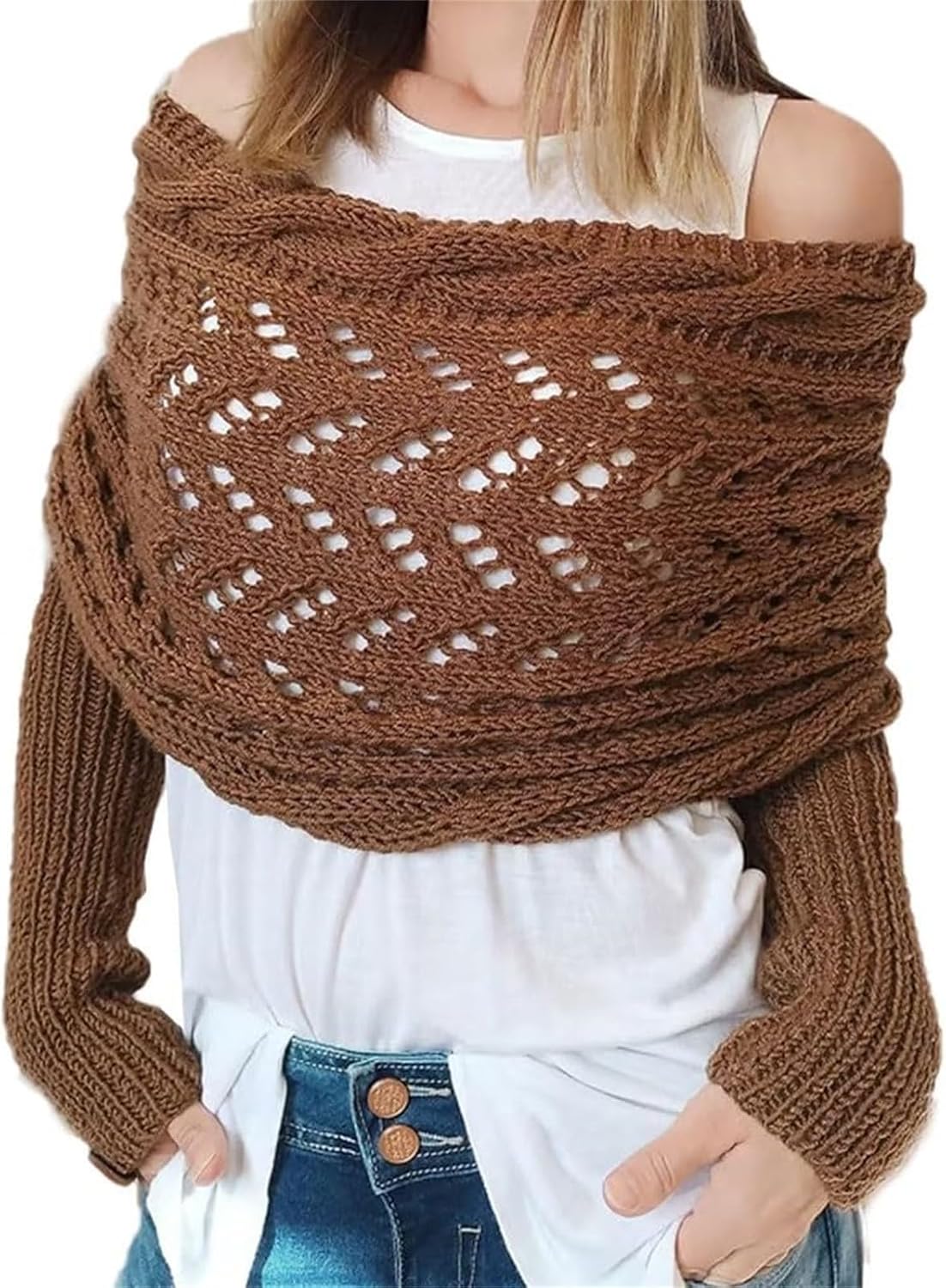 VYOCAO Womens Knitted Cable Shawl